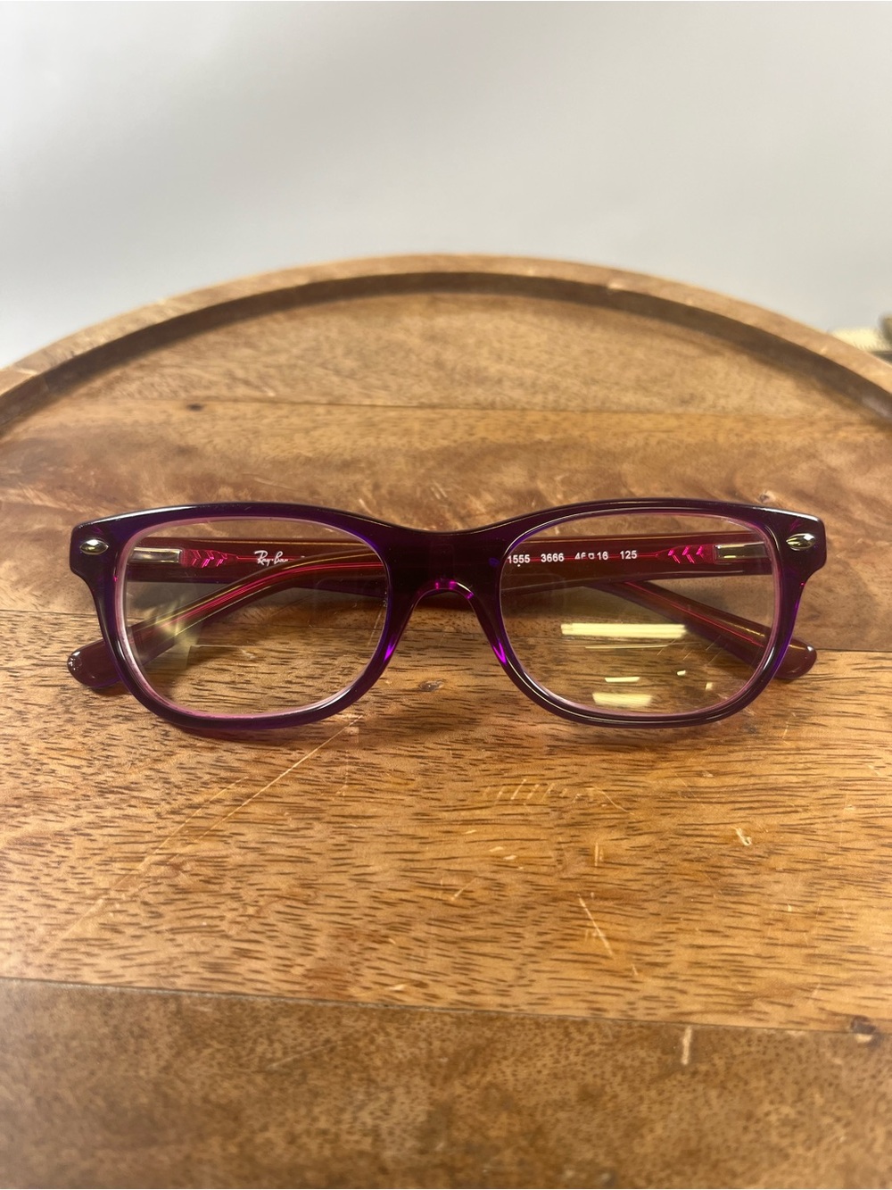 Ray-Ban Girls Youth Eyeglasses RB 1555 3666 Full Frame Square Violet Fuxia Fluo